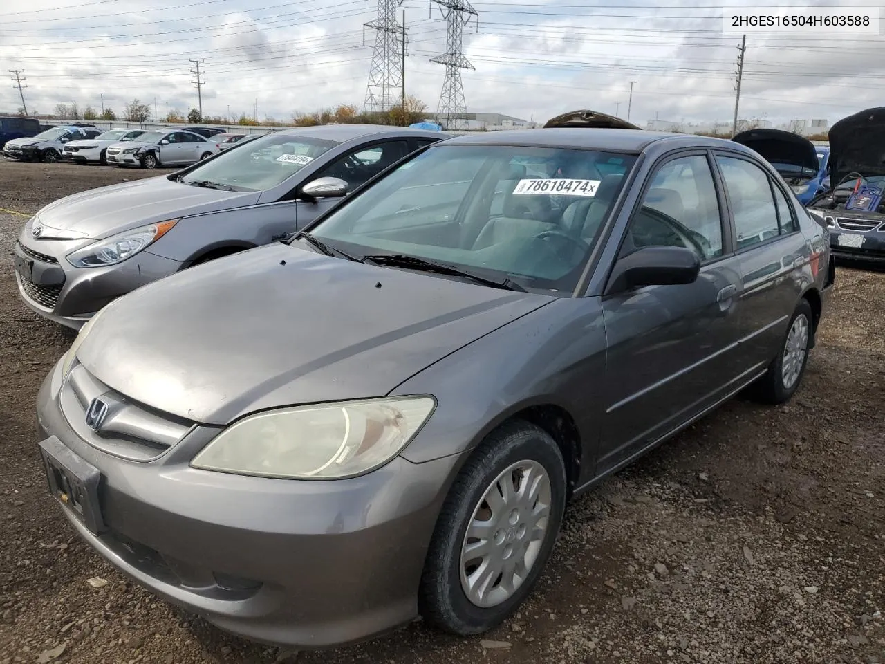 2004 Honda Civic Lx VIN: 2HGES16504H603588 Lot: 78618474