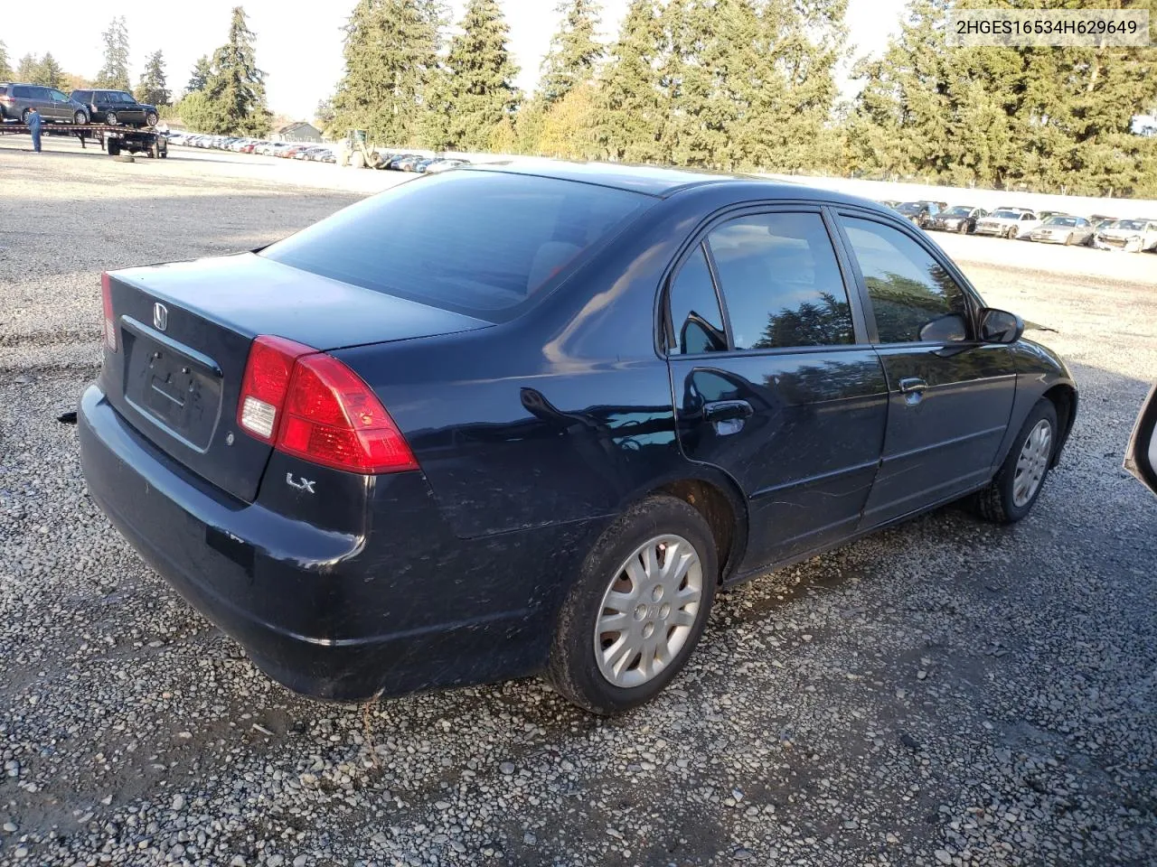 2004 Honda Civic Lx VIN: 2HGES16534H629649 Lot: 79325264