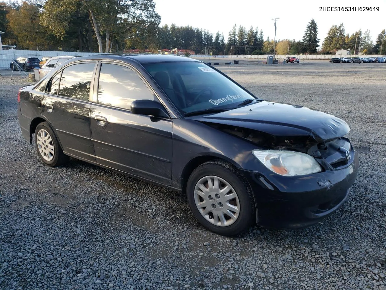 2004 Honda Civic Lx VIN: 2HGES16534H629649 Lot: 79325264