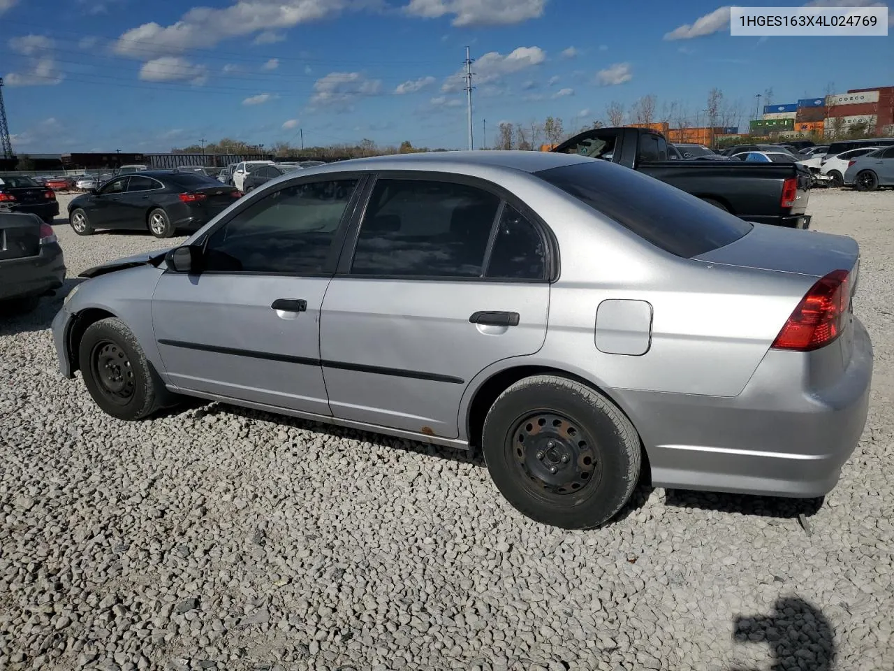 2004 Honda Civic Dx Vp VIN: 1HGES163X4L024769 Lot: 79352384