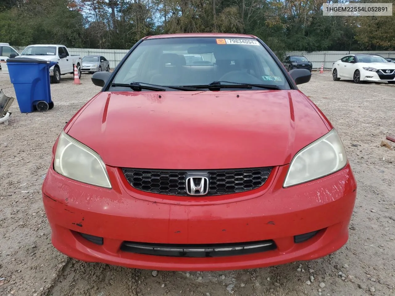 2004 Honda Civic Lx VIN: 1HGEM22554L052891 Lot: 79834094