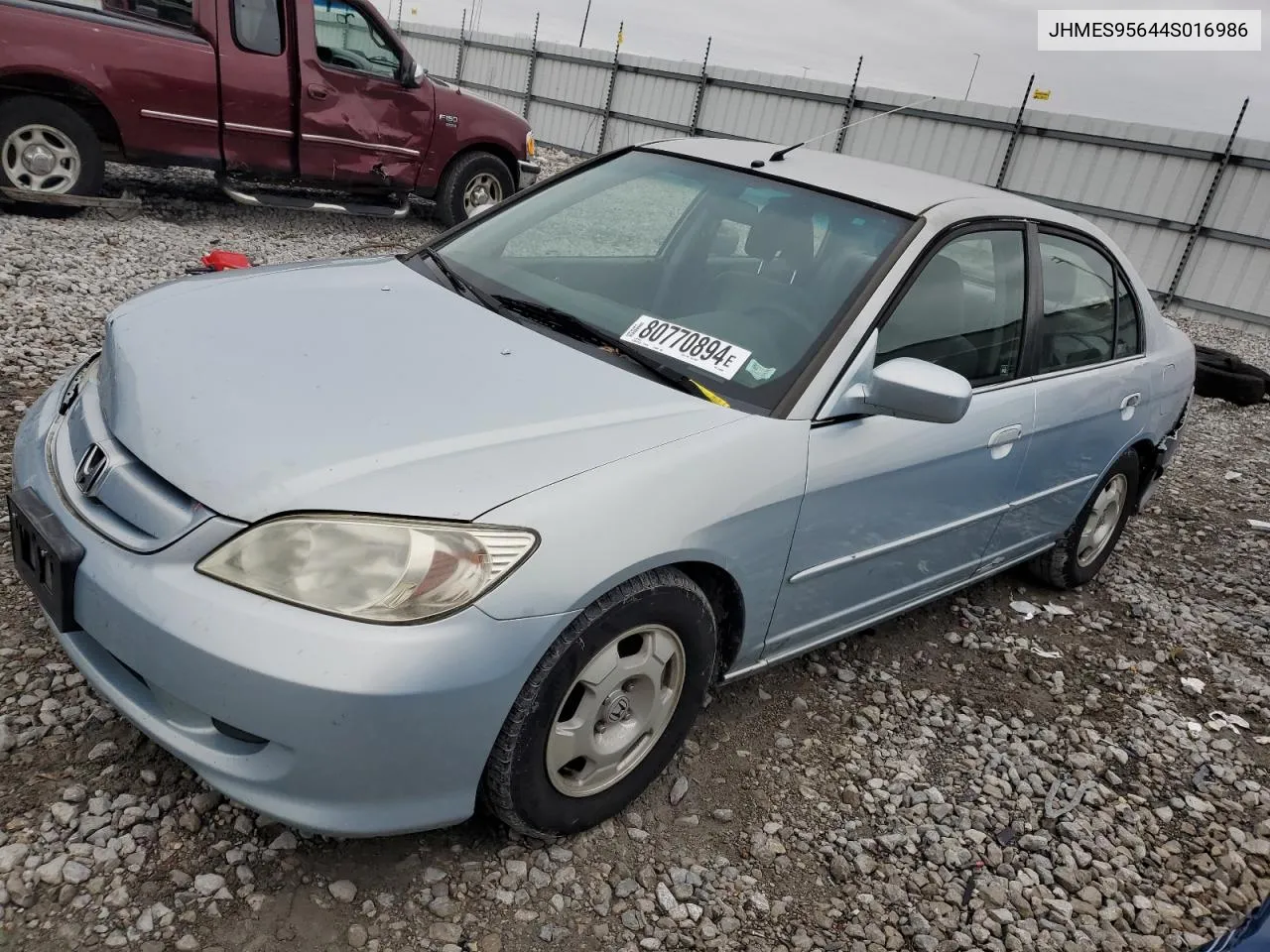 2004 Honda Civic Hybrid VIN: JHMES95644S016986 Lot: 80770894