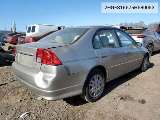 2005 Honda Civic Lx VIN: 2HGES16575H580053 Lot: 49145874