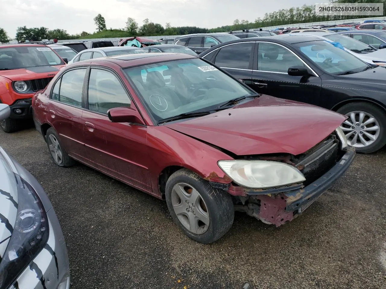 2005 Honda Civic Ex VIN: 2HGES26805H593064 Lot: 53591324