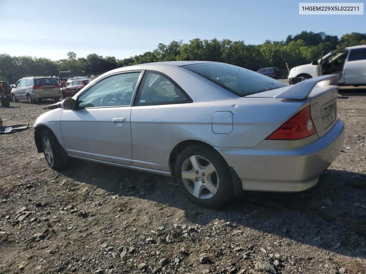 1HGEM229X5L022211 2005 Honda Civic Ex