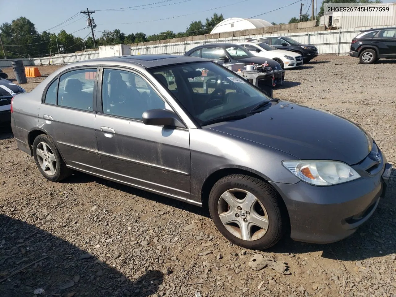 2005 Honda Civic Ex VIN: 2HGES26745H577599 Lot: 69140264