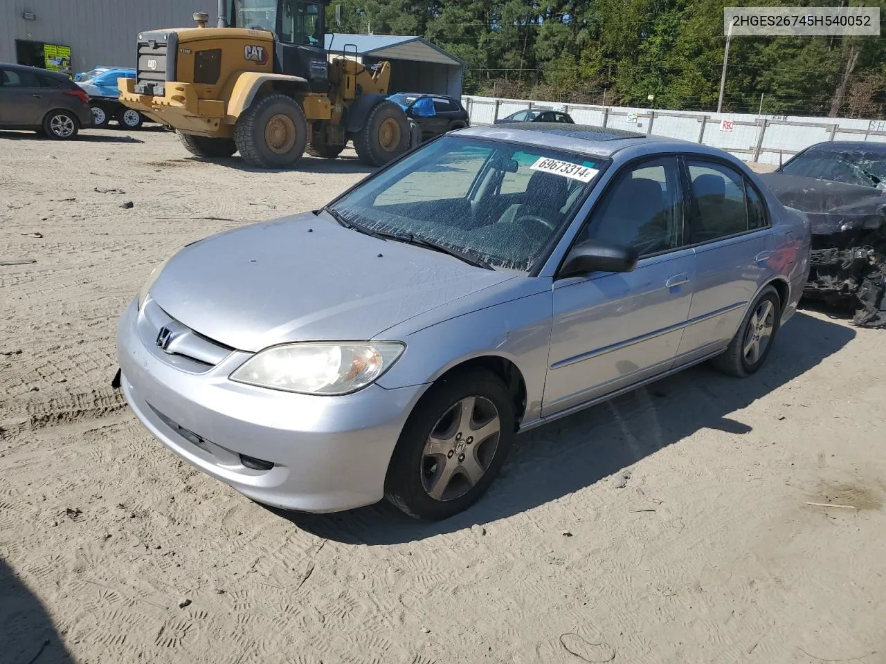 2HGES26745H540052 2005 Honda Civic Ex