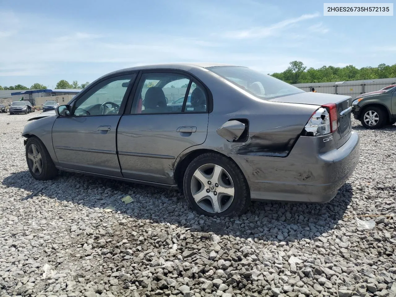 2005 Honda Civic Ex VIN: 2HGES26735H572135 Lot: 70403134