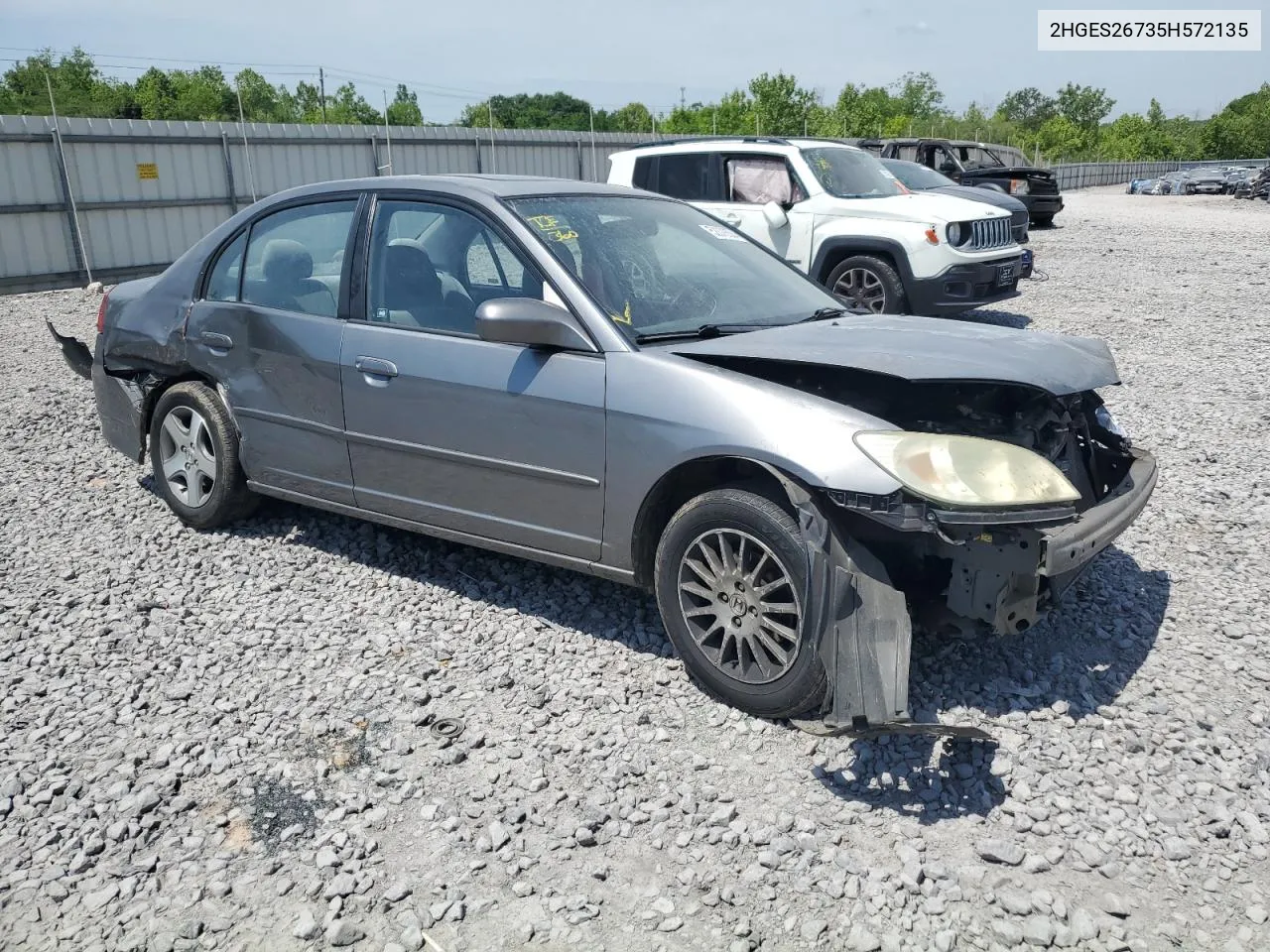 2005 Honda Civic Ex VIN: 2HGES26735H572135 Lot: 70403134