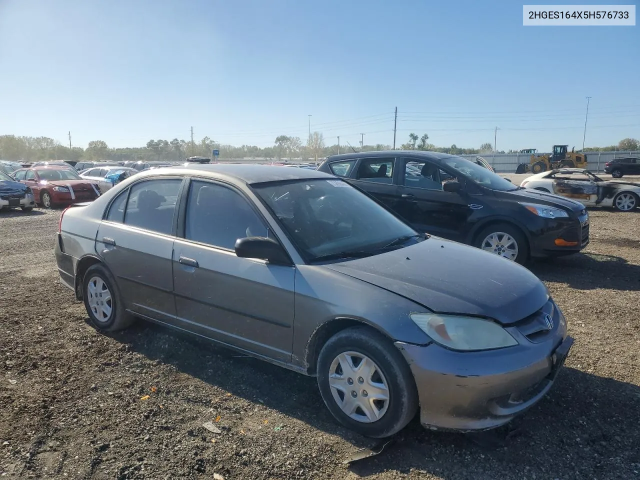 2005 Honda Civic Dx VIN: 2HGES164X5H576733 Lot: 73698444