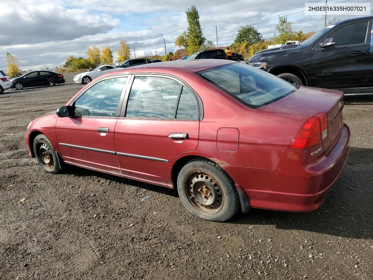 2005 Honda Civic Dx Vp VIN: 2HGES16335H007021 Lot: 73783524