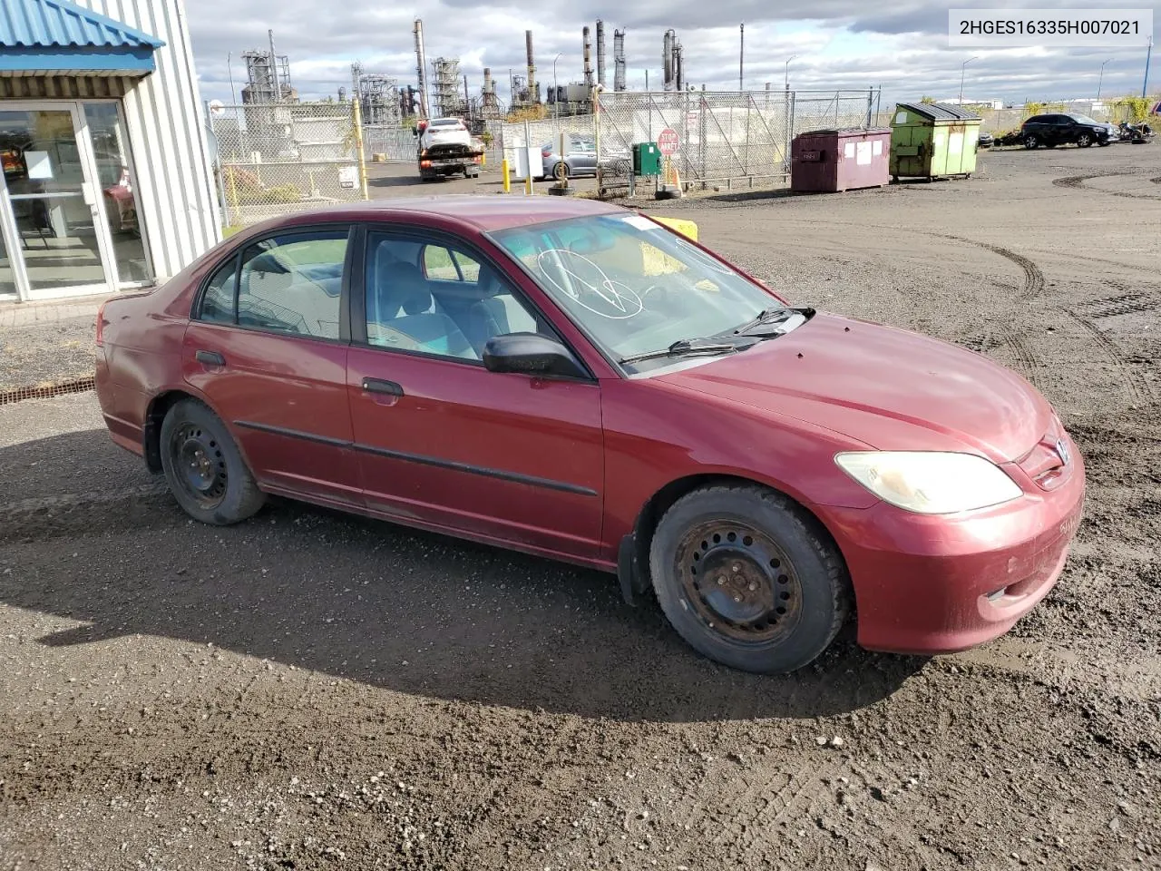 2HGES16335H007021 2005 Honda Civic Dx Vp