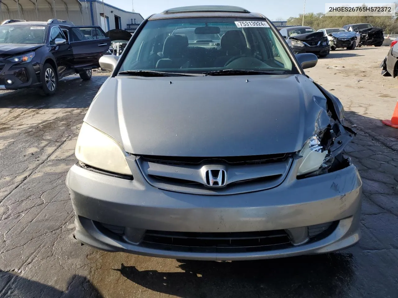 2005 Honda Civic Ex VIN: 2HGES26765H572372 Lot: 75313924