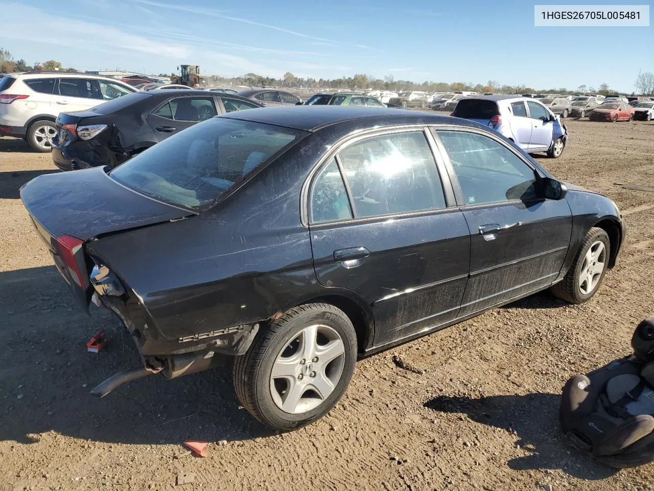 2005 Honda Civic Ex VIN: 1HGES26705L005481 Lot: 76063904