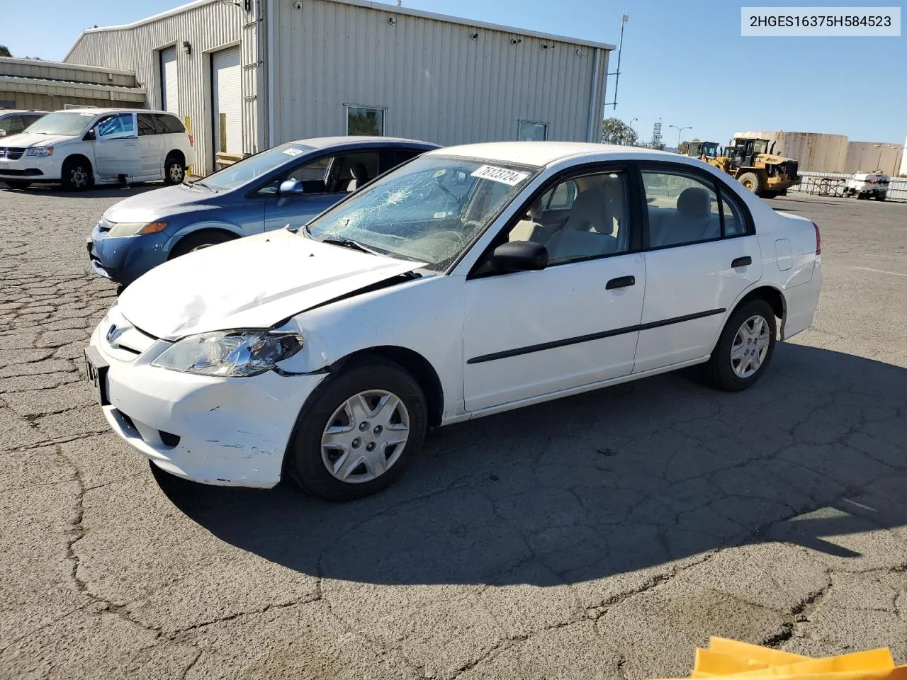 2005 Honda Civic Dx Vp VIN: 2HGES16375H584523 Lot: 76123724