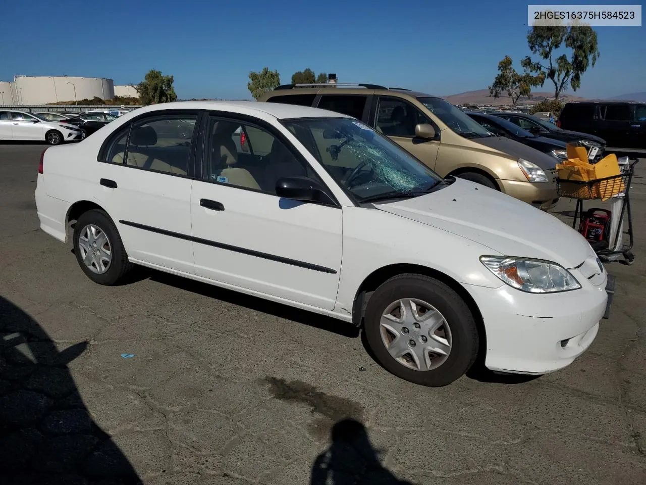 2005 Honda Civic Dx Vp VIN: 2HGES16375H584523 Lot: 76123724