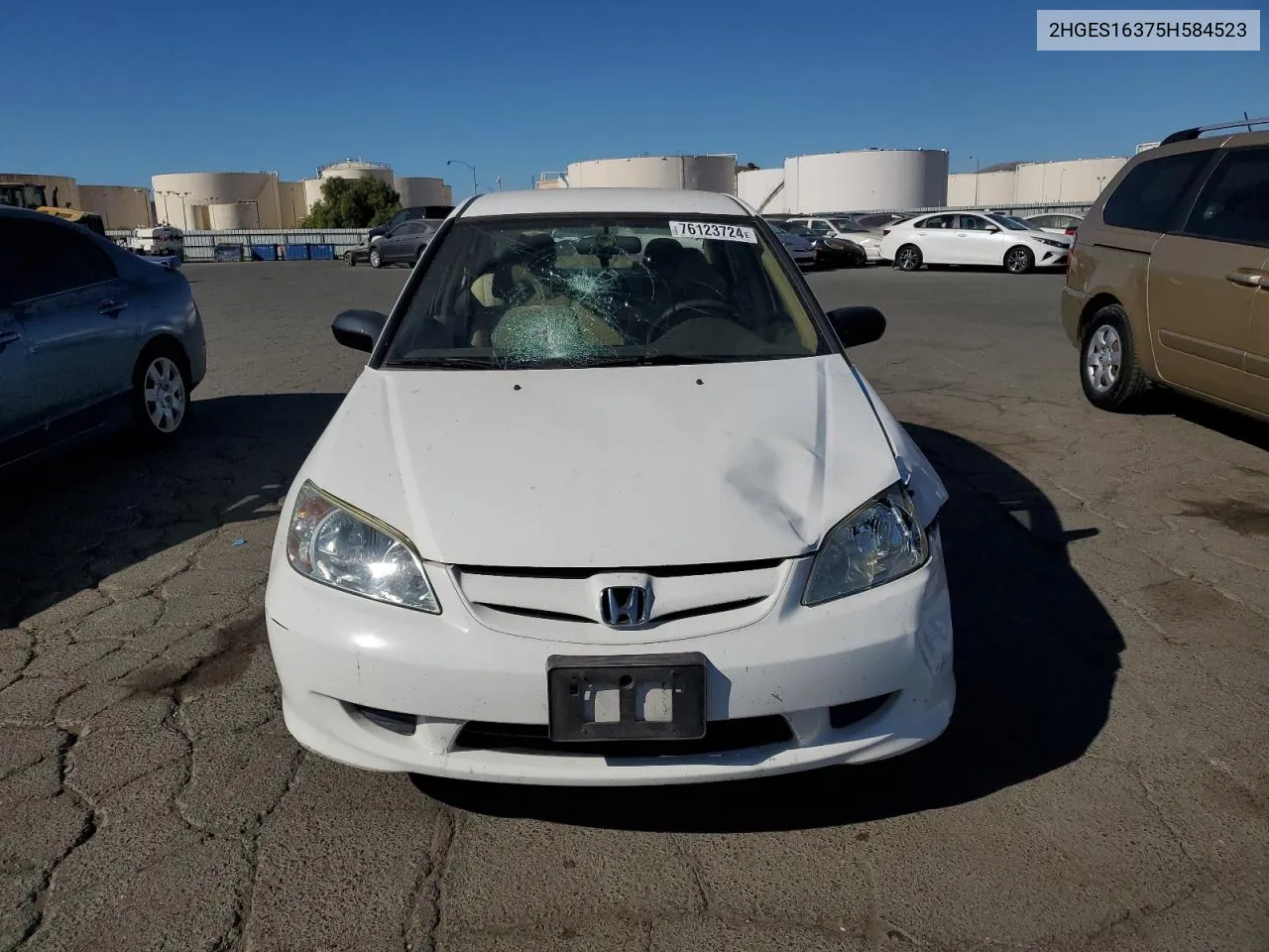 2005 Honda Civic Dx Vp VIN: 2HGES16375H584523 Lot: 76123724