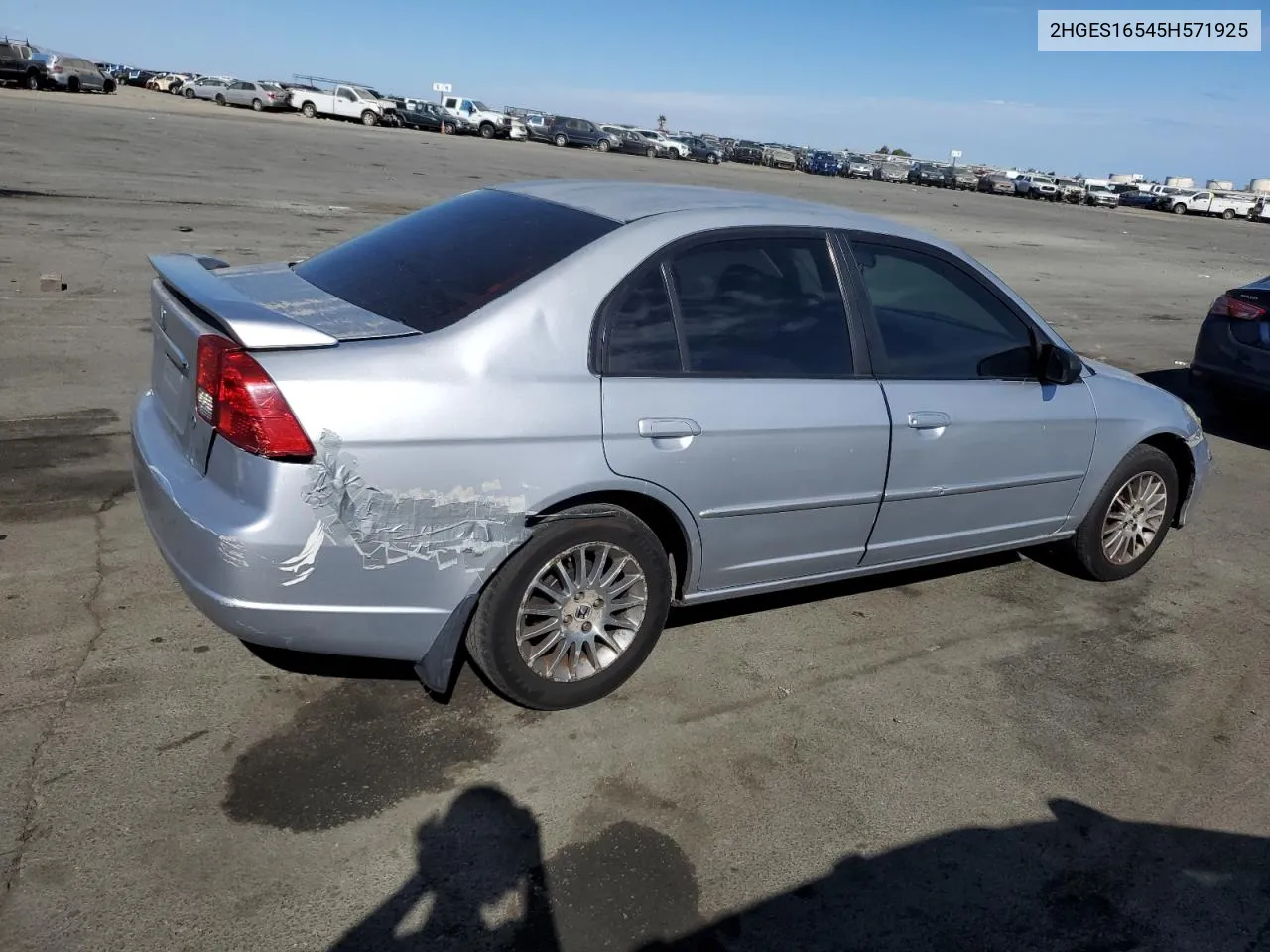 2005 Honda Civic Lx VIN: 2HGES16545H571925 Lot: 76364714