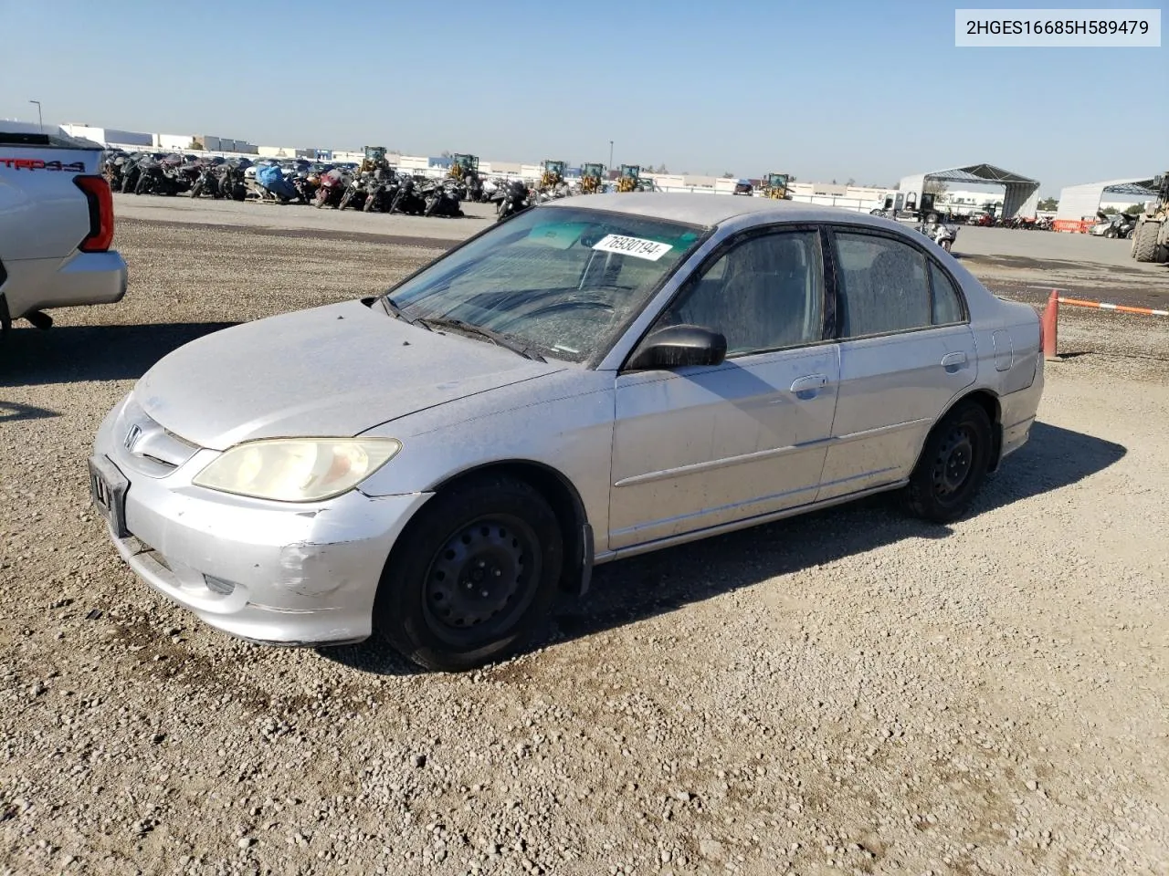 2005 Honda Civic Lx VIN: 2HGES16685H589479 Lot: 76930194