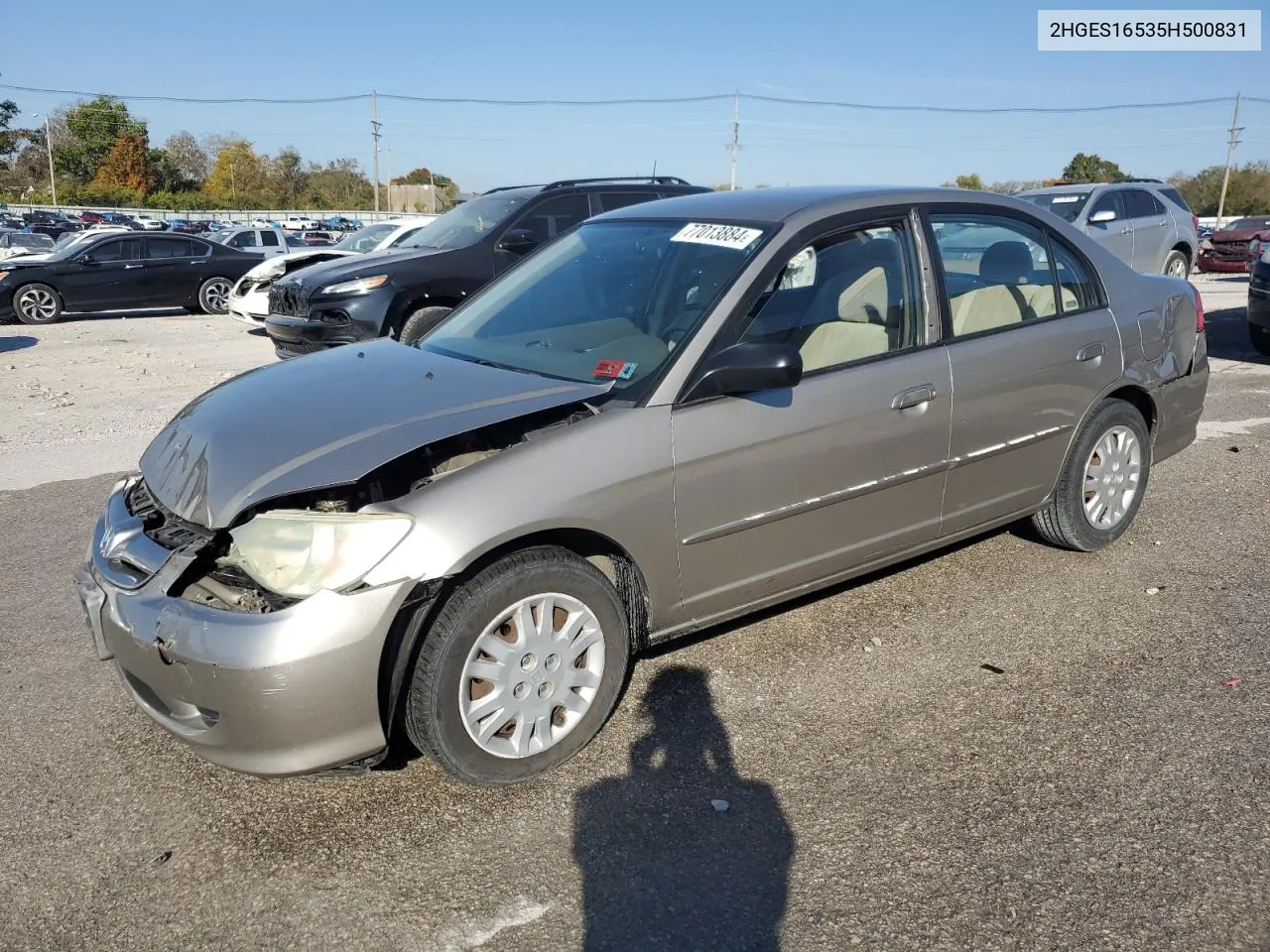 2005 Honda Civic Lx VIN: 2HGES16535H500831 Lot: 77013884