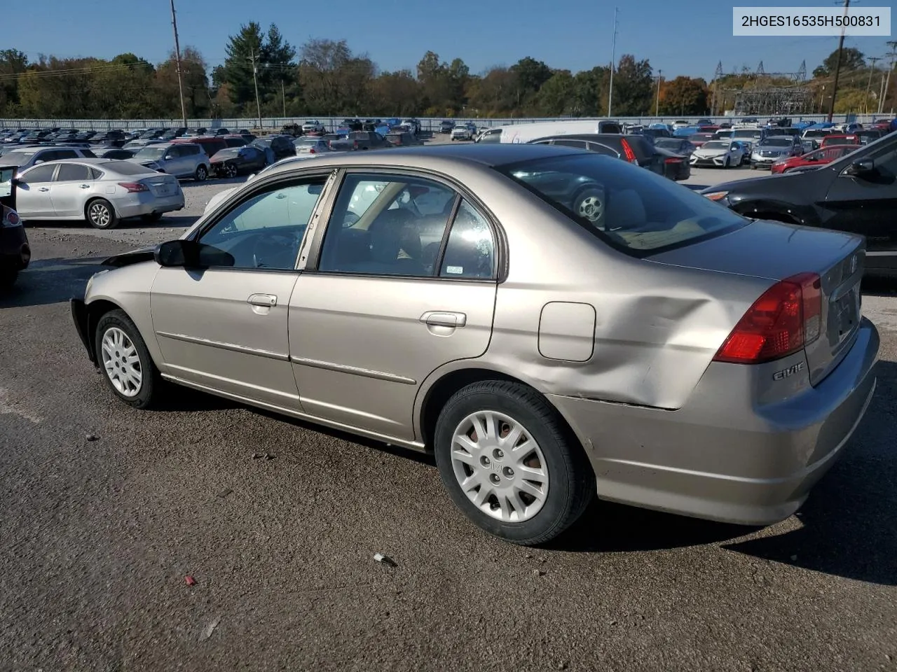 2005 Honda Civic Lx VIN: 2HGES16535H500831 Lot: 77013884