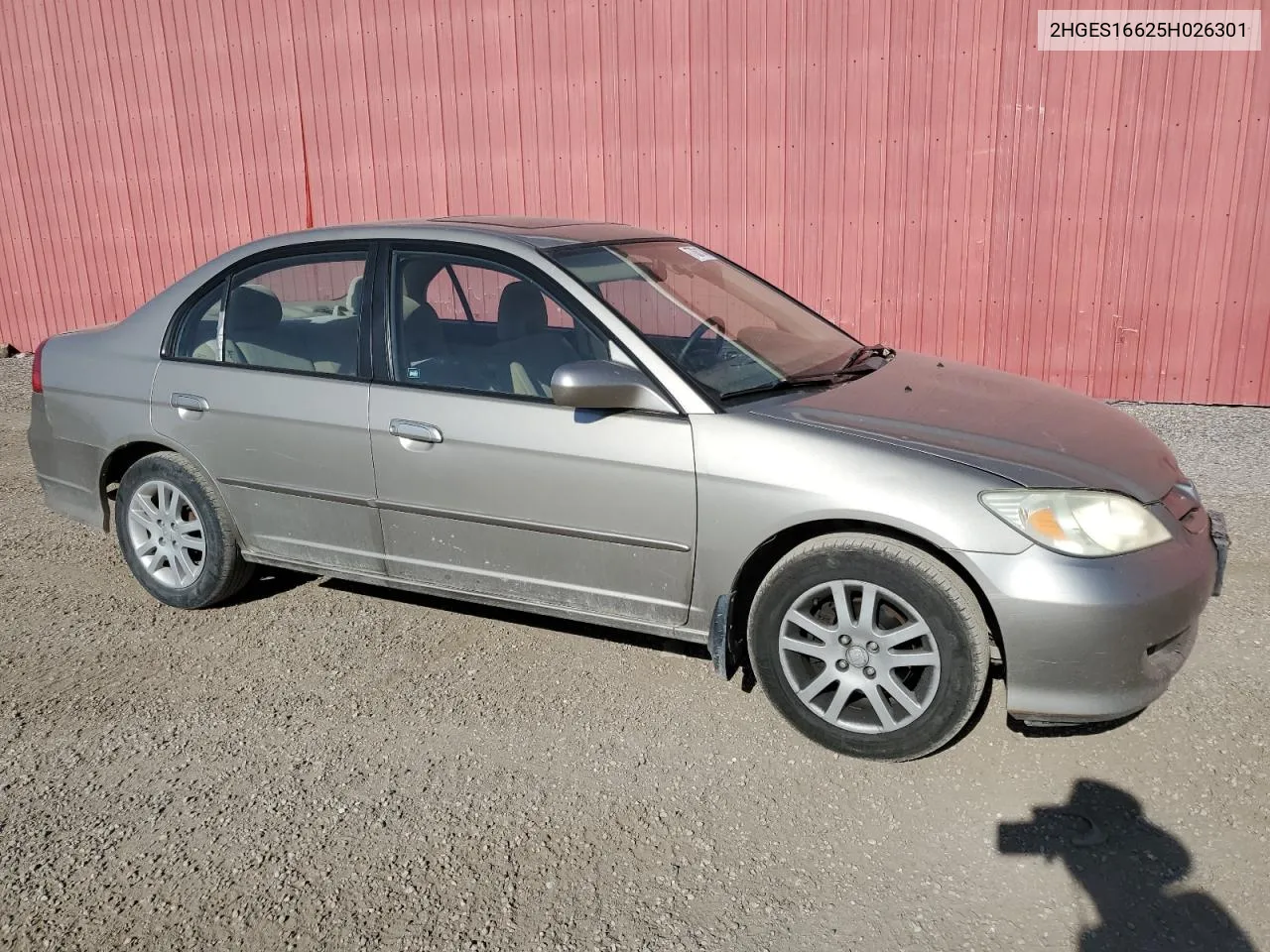 2005 Honda Civic Lx VIN: 2HGES16625H026301 Lot: 77031134