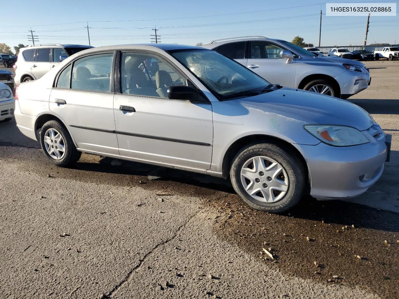 2005 Honda Civic Dx Vp VIN: 1HGES16325L028865 Lot: 77485834