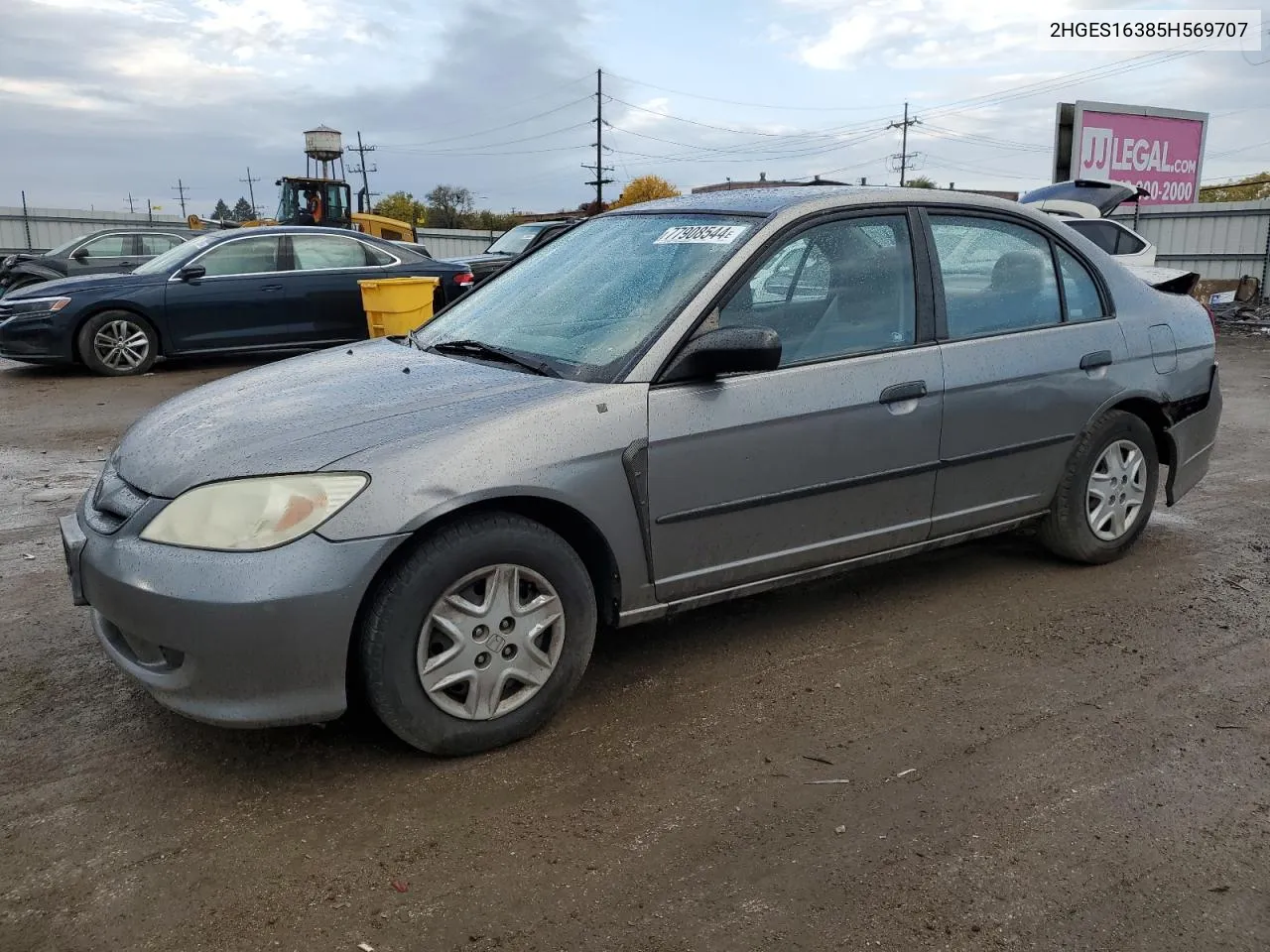 2005 Honda Civic Dx Vp VIN: 2HGES16385H569707 Lot: 77908544