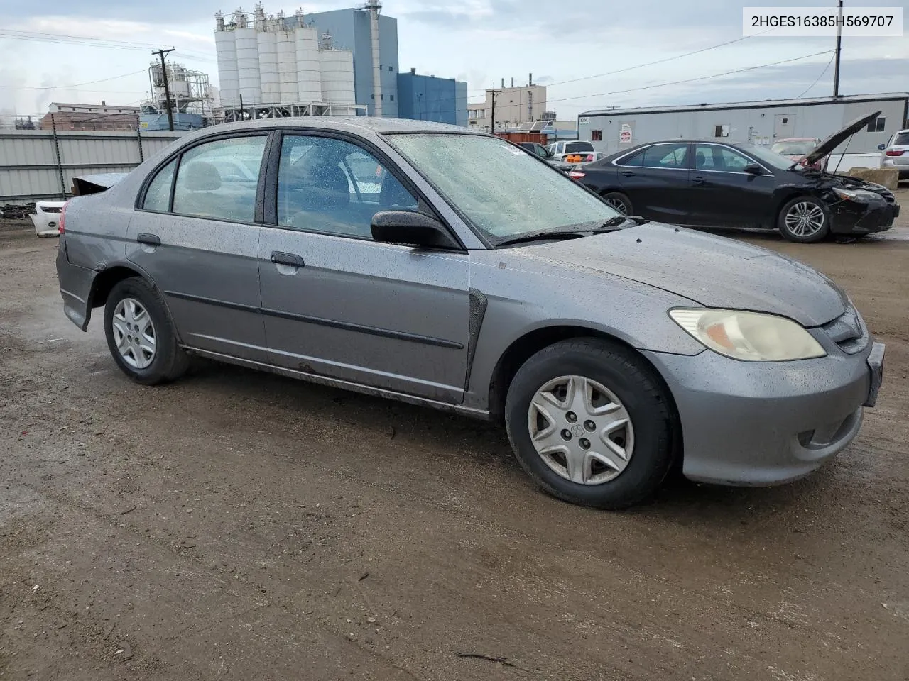 2005 Honda Civic Dx Vp VIN: 2HGES16385H569707 Lot: 77908544