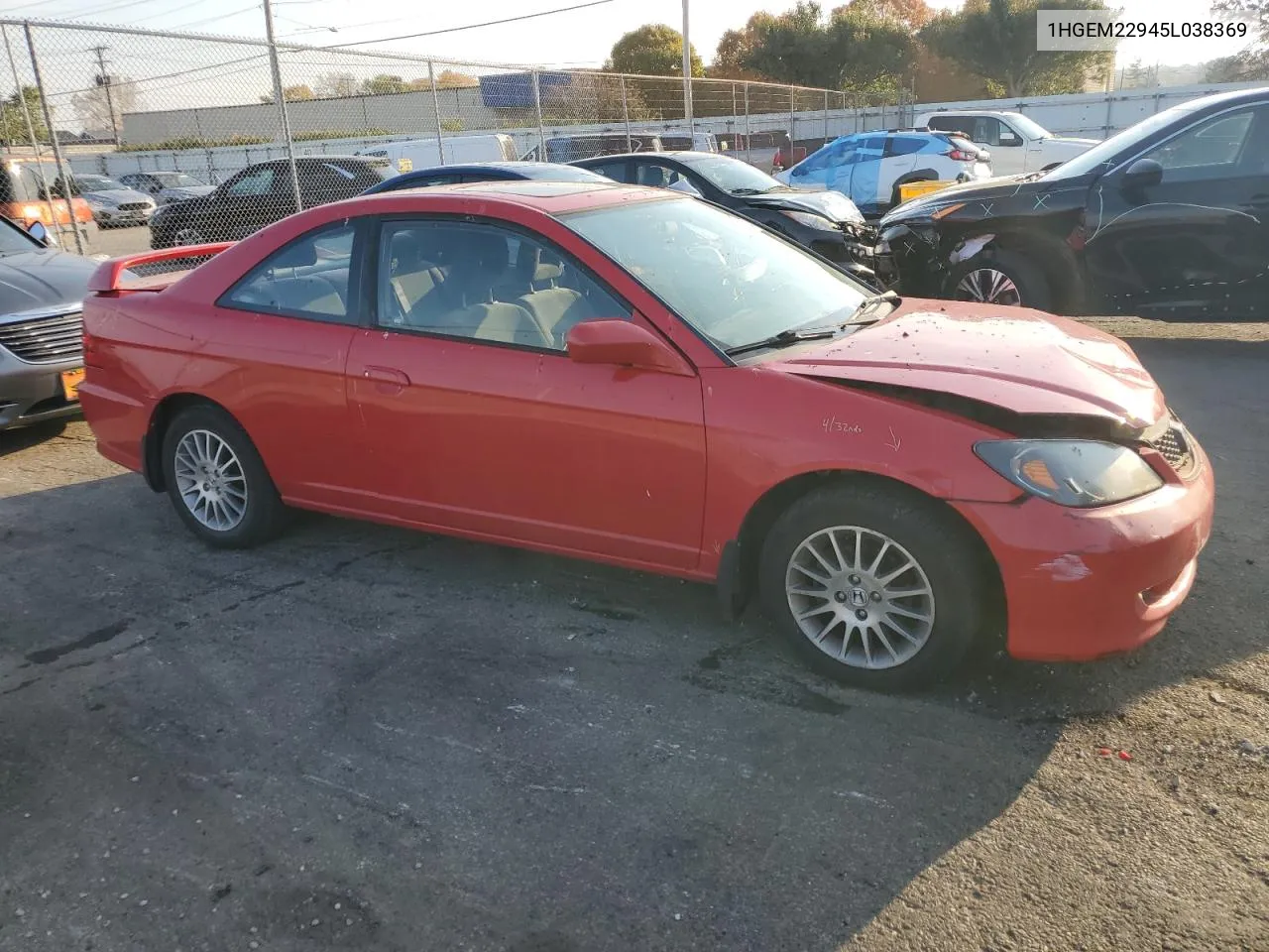 2005 Honda Civic Ex VIN: 1HGEM22945L038369 Lot: 78257324