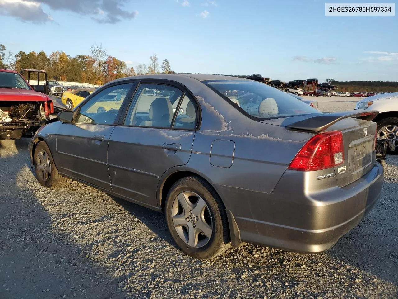 2005 Honda Civic Ex VIN: 2HGES26785H597354 Lot: 78331844