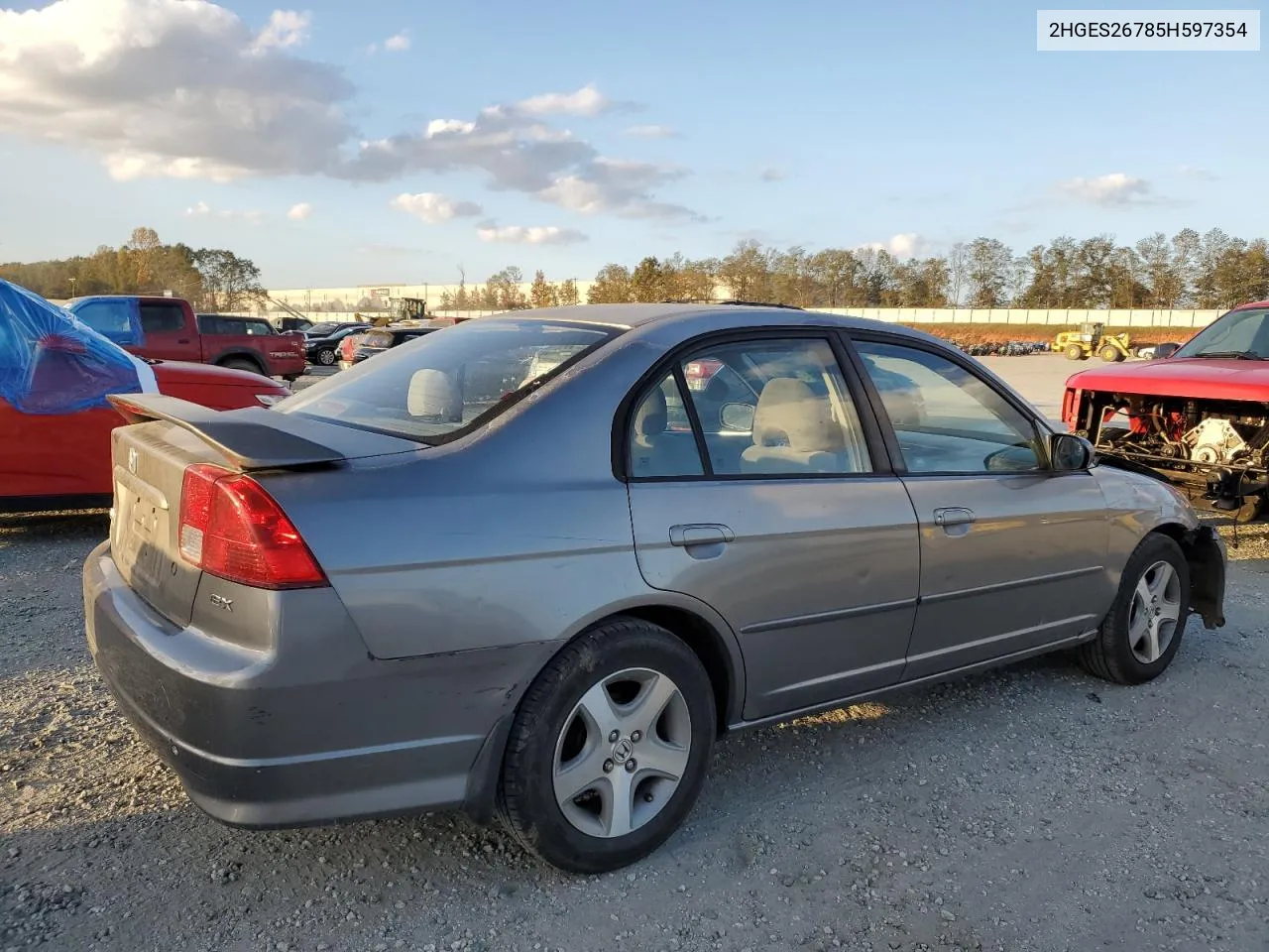 2005 Honda Civic Ex VIN: 2HGES26785H597354 Lot: 78331844