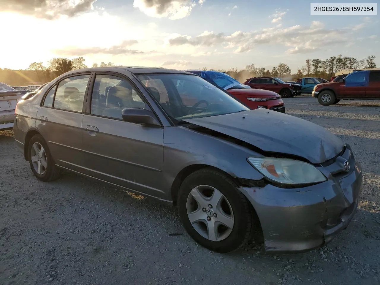 2005 Honda Civic Ex VIN: 2HGES26785H597354 Lot: 78331844