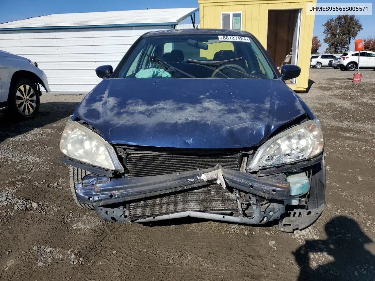 2005 Honda Civic Hybrid VIN: JHMES95665S005571 Lot: 80137464