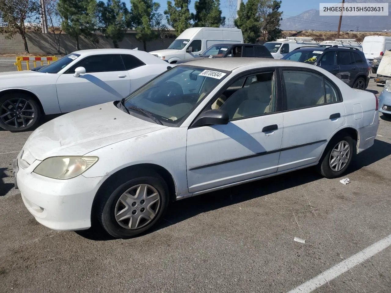 2005 Honda Civic Dx Vp VIN: 2HGES16315H503631 Lot: 80708504