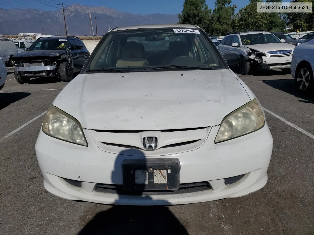 2005 Honda Civic Dx Vp VIN: 2HGES16315H503631 Lot: 80708504