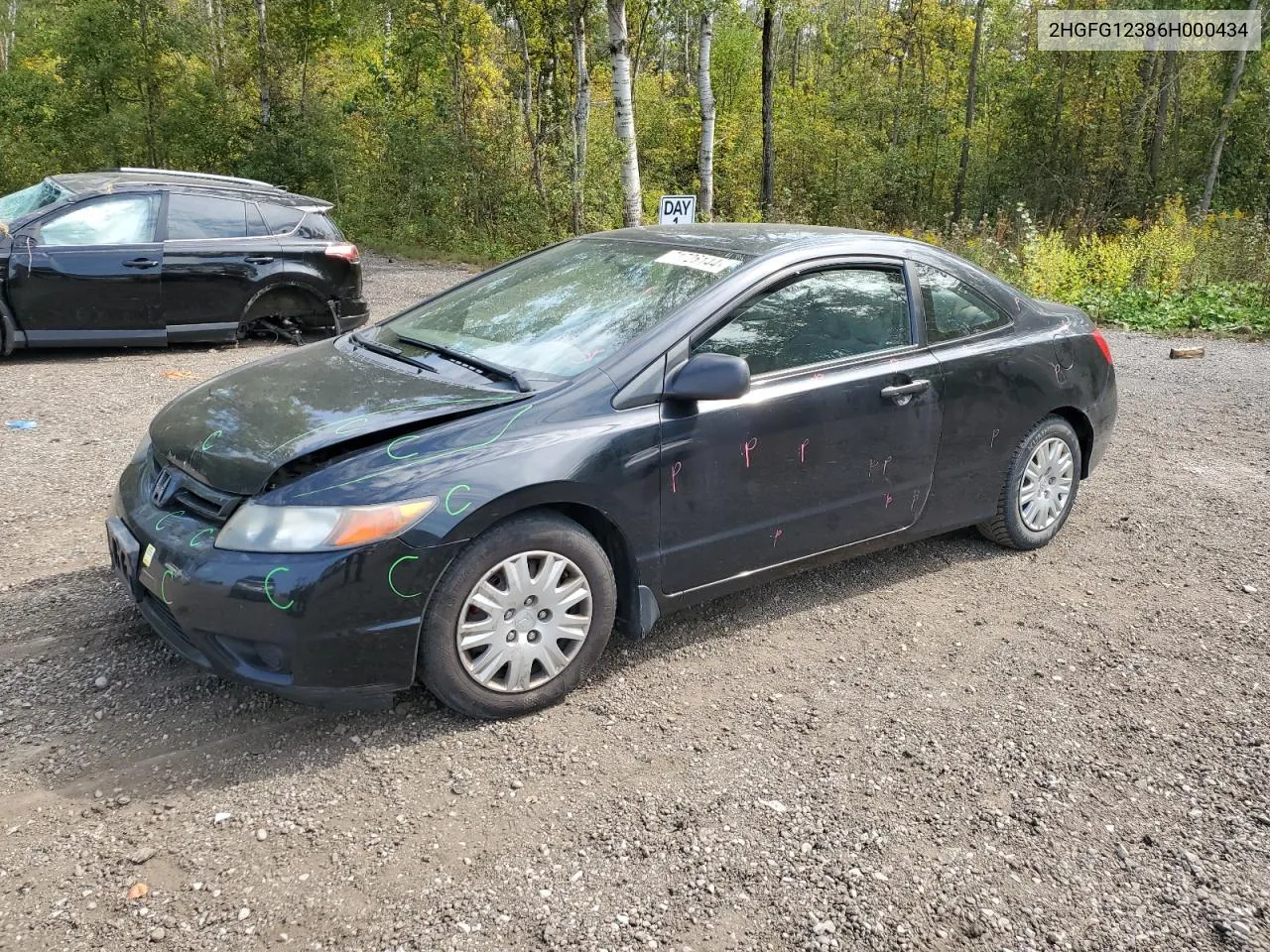 2006 Honda Civic Dx Vp VIN: 2HGFG12386H000434 Lot: 71726144