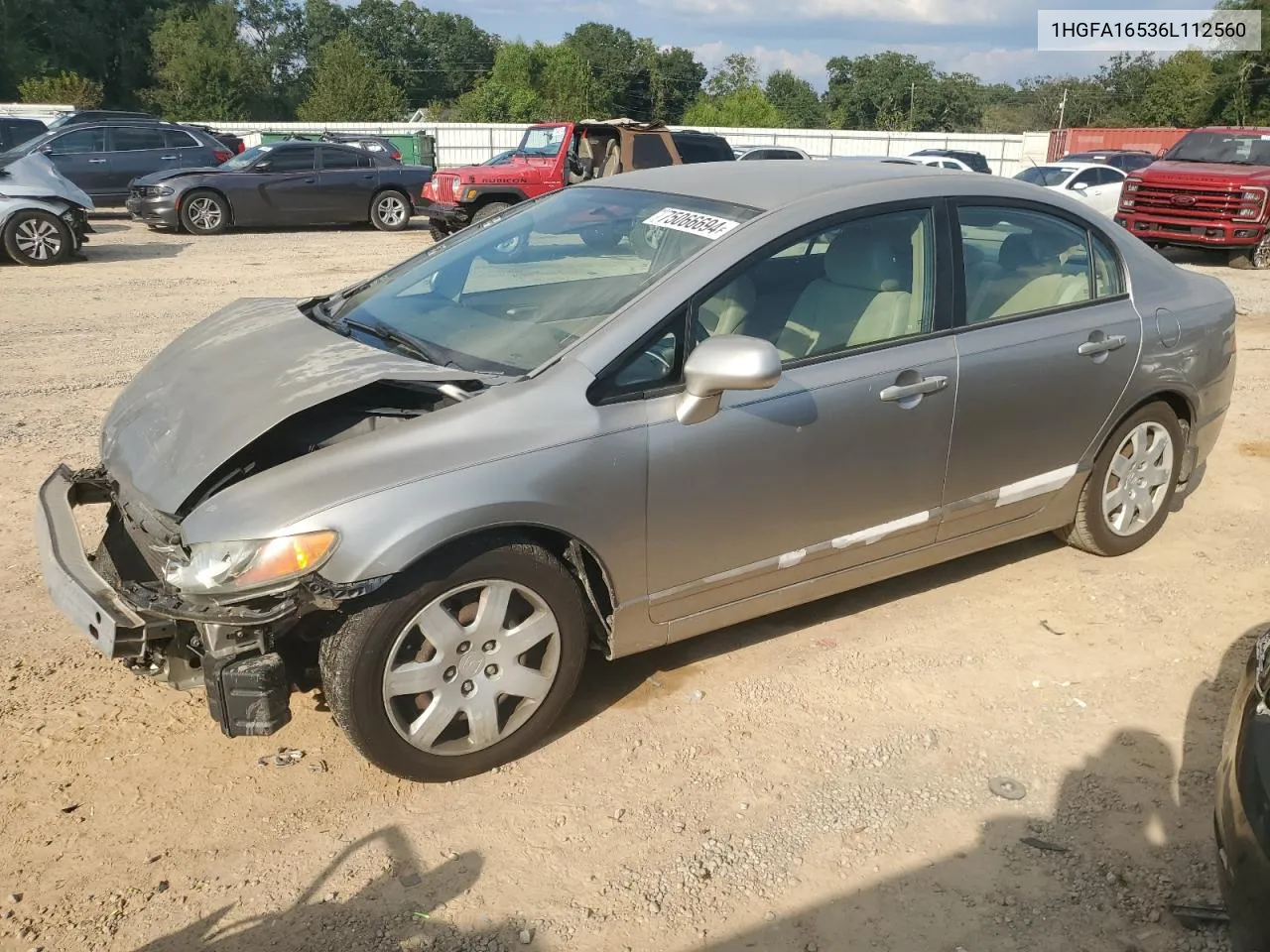 2006 Honda Civic Lx VIN: 1HGFA16536L112560 Lot: 75066694