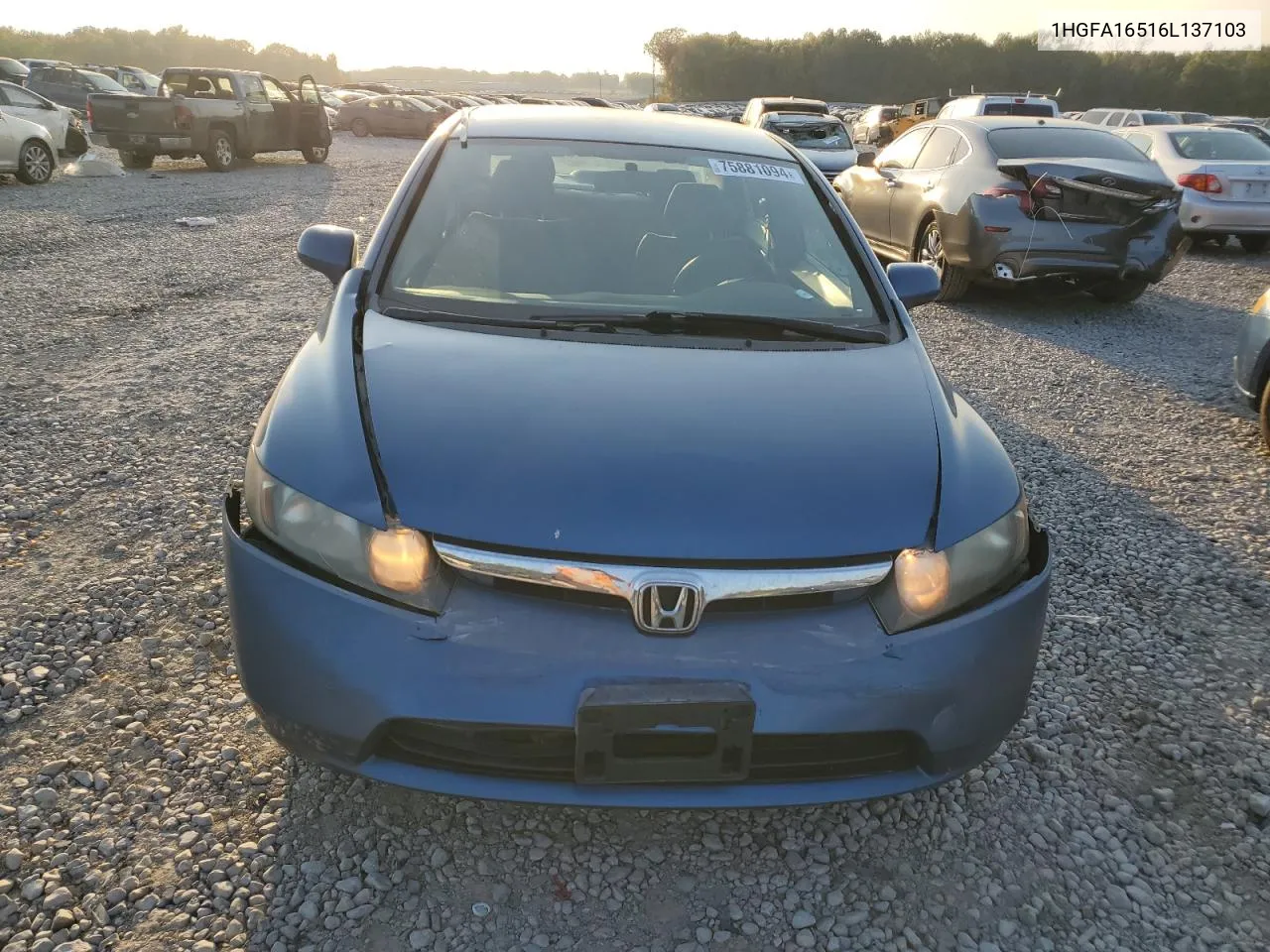 2006 Honda Civic Lx VIN: 1HGFA16516L137103 Lot: 75881094