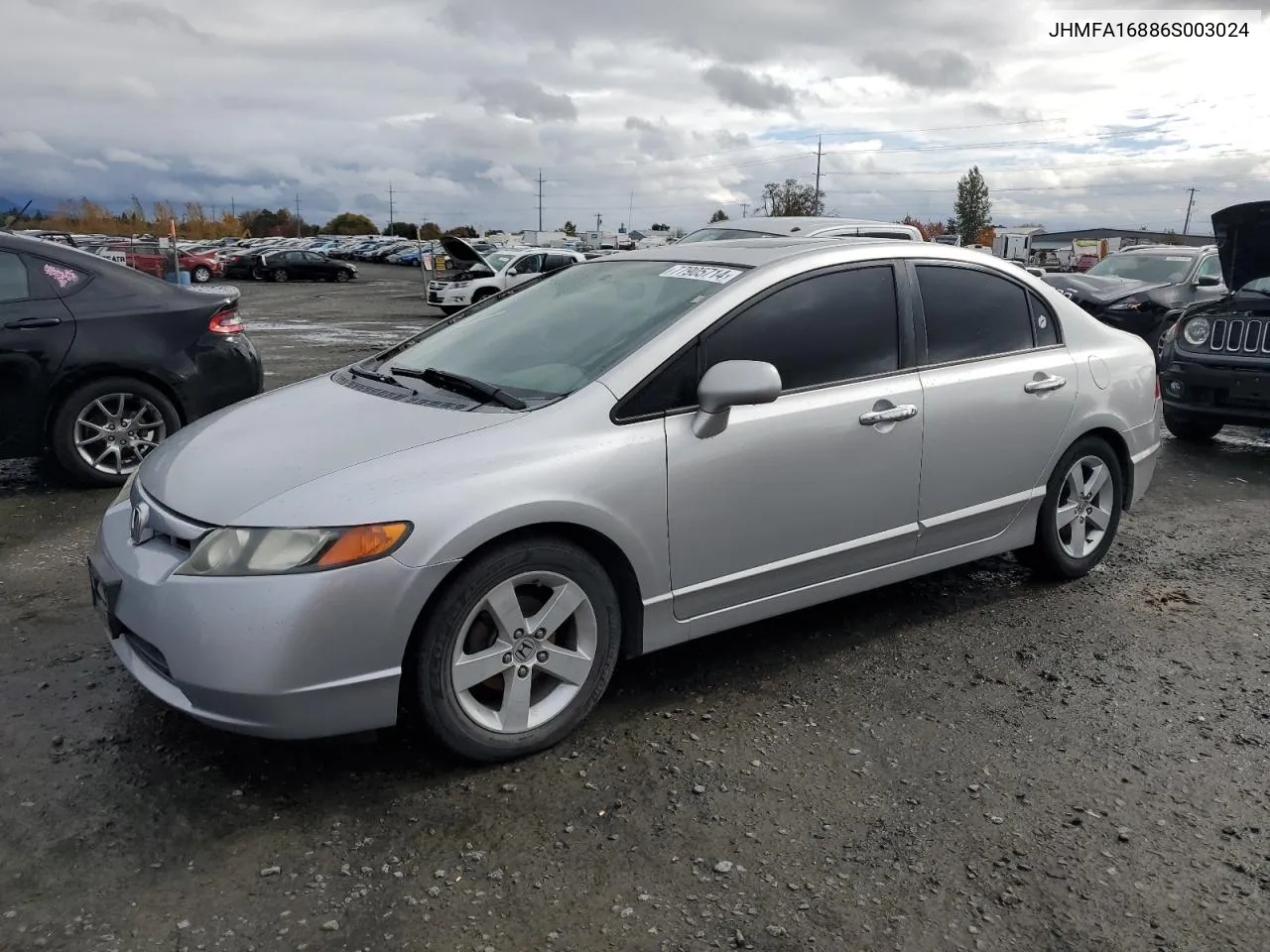 2006 Honda Civic Ex VIN: JHMFA16886S003024 Lot: 77905714