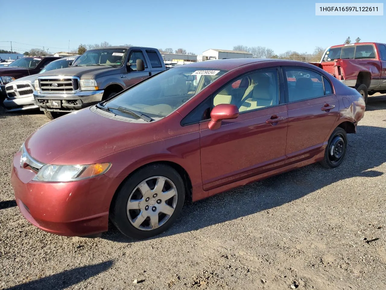 2007 Honda Civic Lx VIN: 1HGFA16597L122611 Lot: 43229034