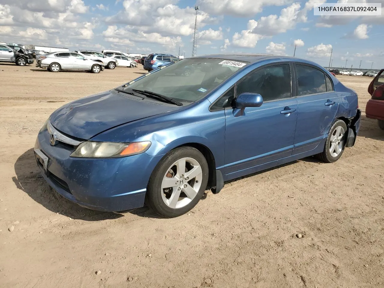 2007 Honda Civic Ex VIN: 1HGFA16837L092404 Lot: 69819484