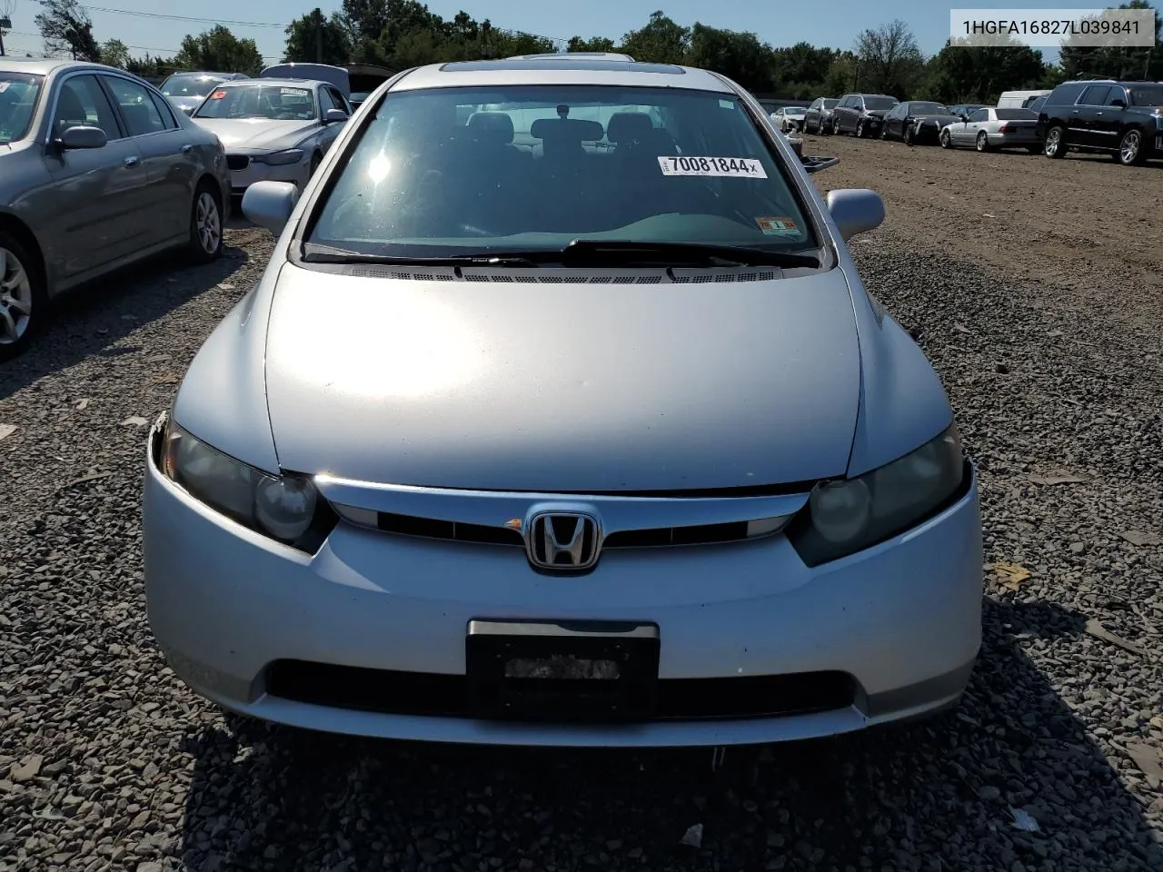 2007 Honda Civic Ex VIN: 1HGFA16827L039841 Lot: 70081844