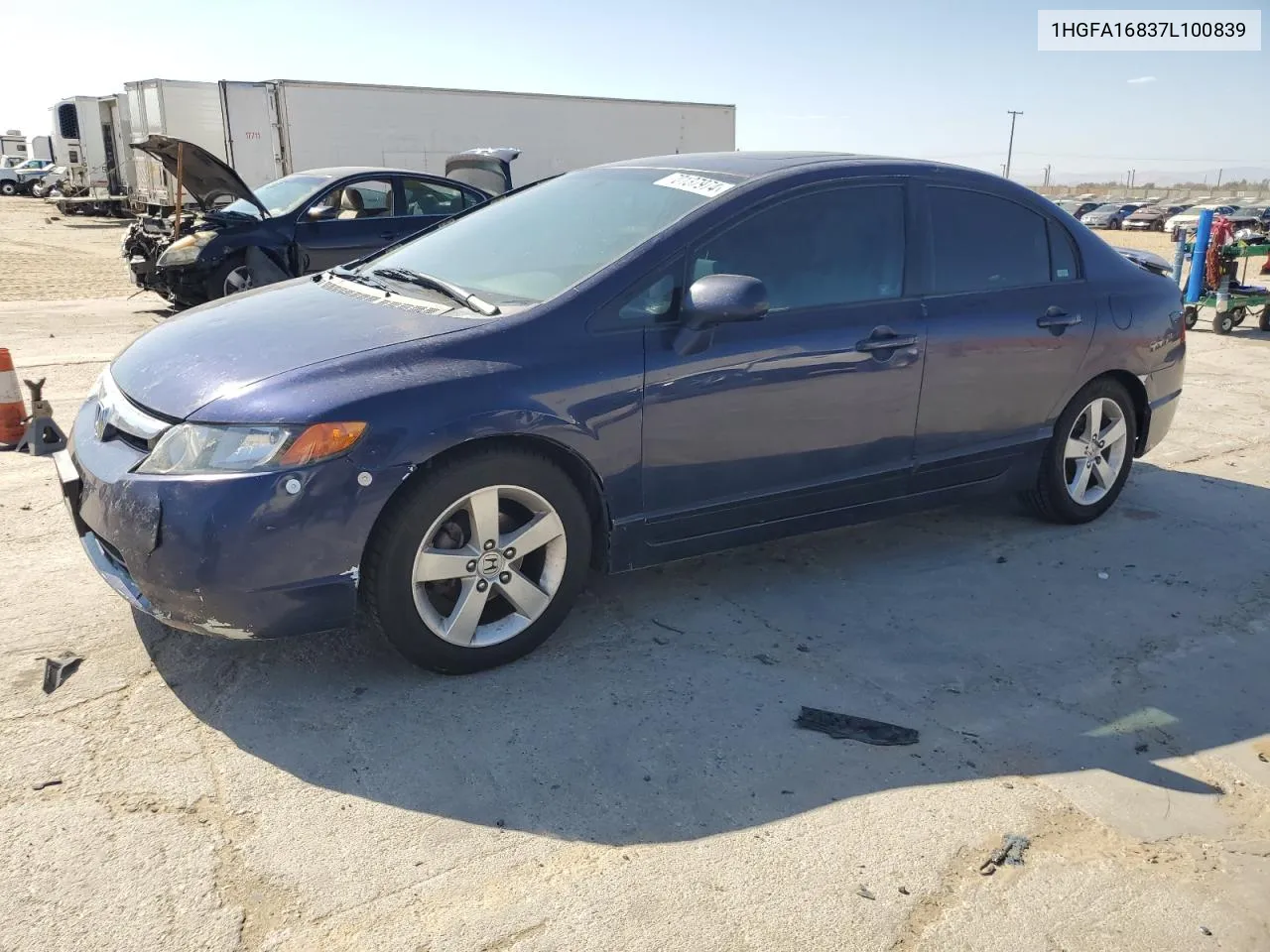 2007 Honda Civic Ex VIN: 1HGFA16837L100839 Lot: 70137974