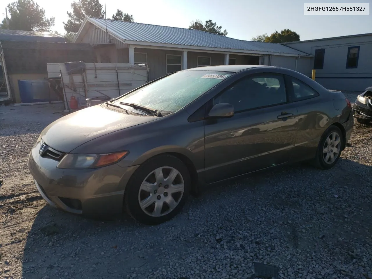 2007 Honda Civic Lx VIN: 2HGFG12667H551327 Lot: 71651164