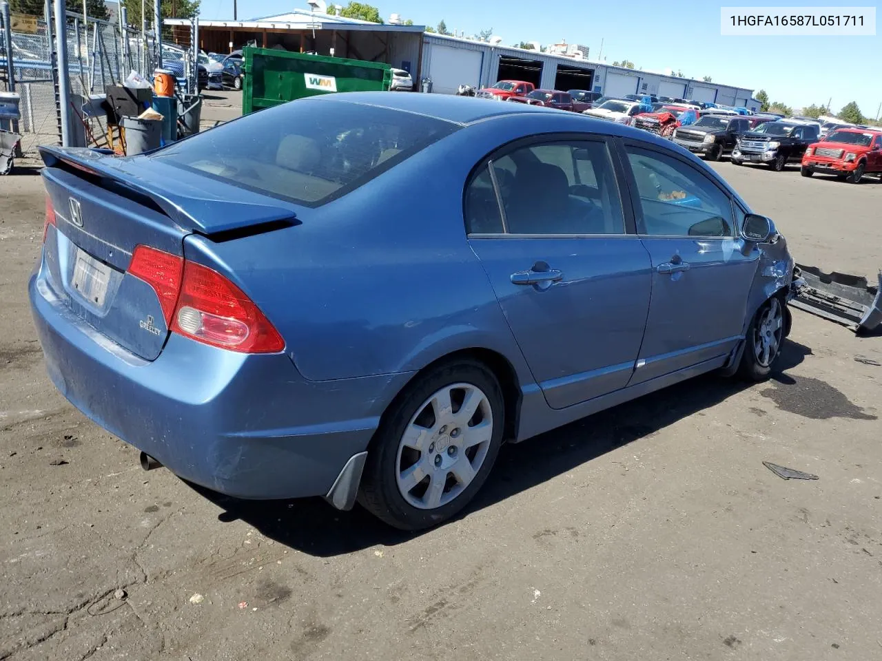 2007 Honda Civic Lx VIN: 1HGFA16587L051711 Lot: 72818564