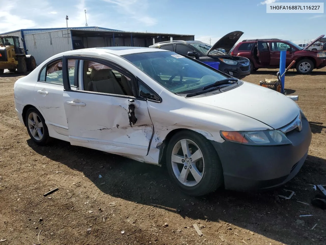 2007 Honda Civic Ex VIN: 1HGFA16887L116227 Lot: 73357394