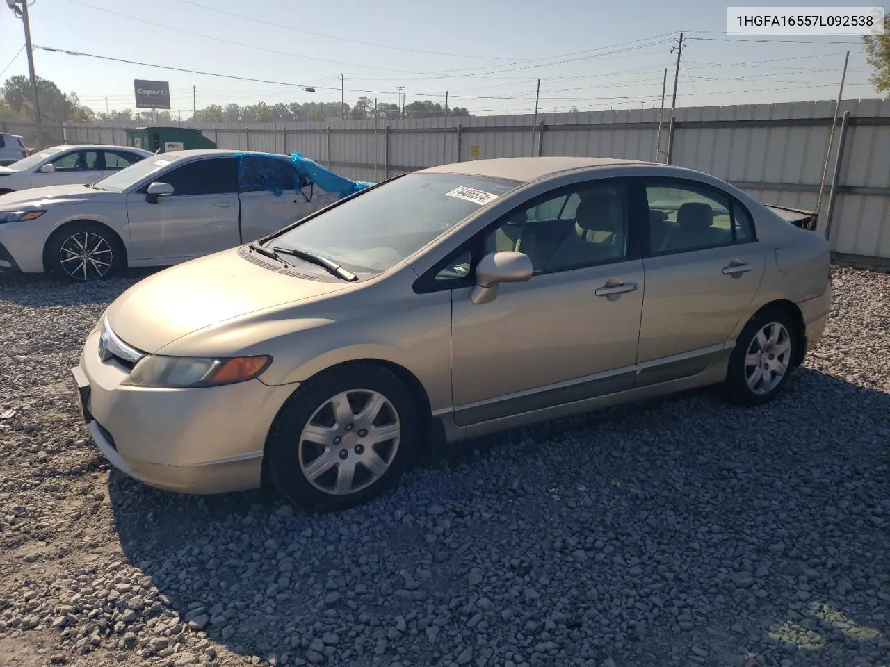 2007 Honda Civic Lx VIN: 1HGFA16557L092538 Lot: 74486574