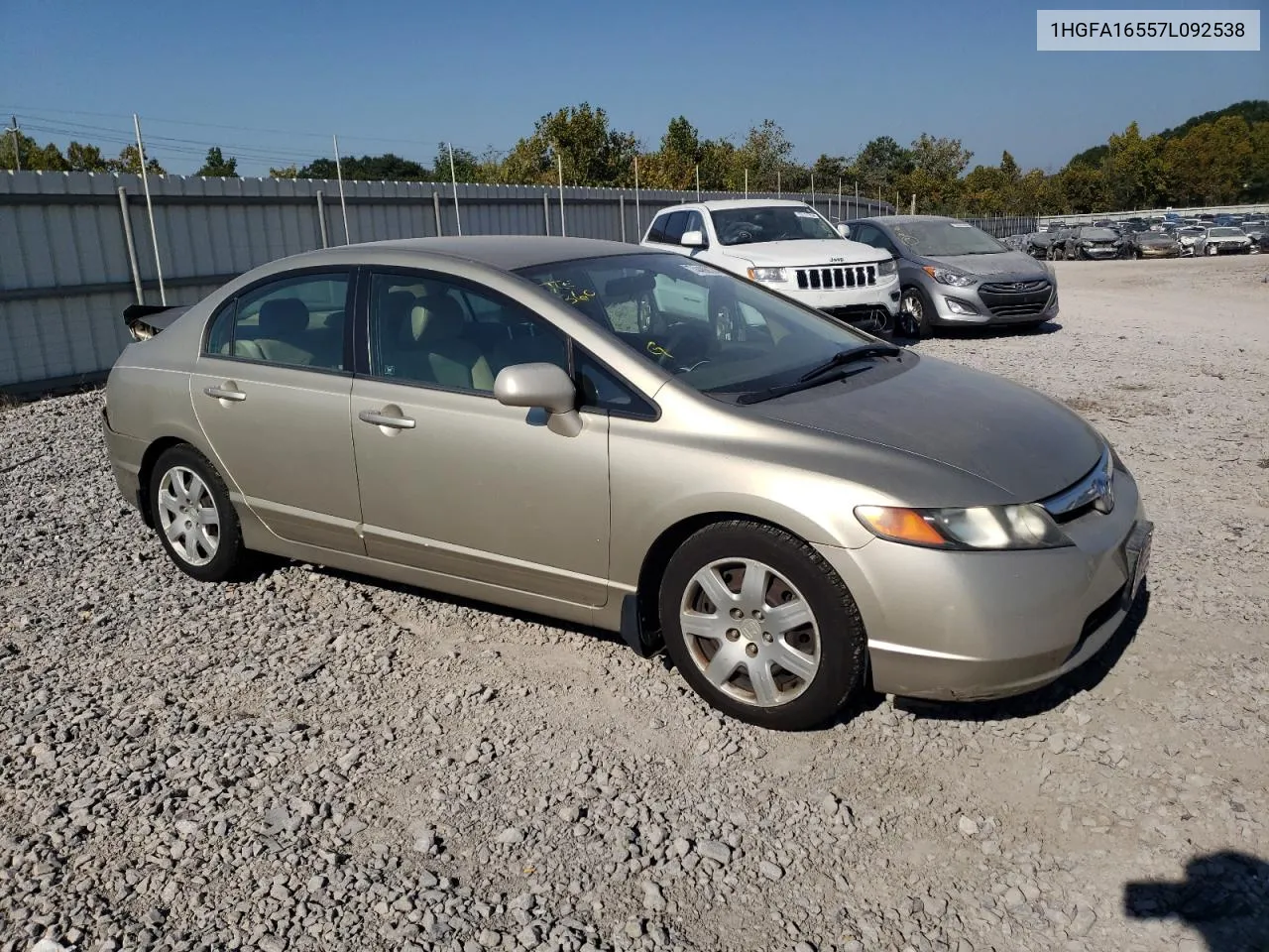 2007 Honda Civic Lx VIN: 1HGFA16557L092538 Lot: 74486574