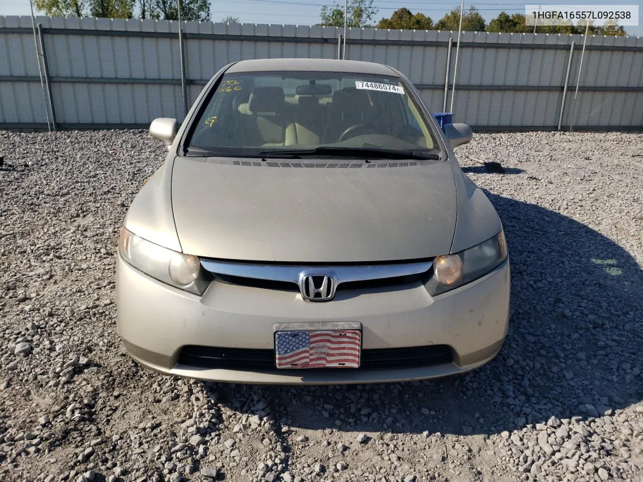 2007 Honda Civic Lx VIN: 1HGFA16557L092538 Lot: 74486574